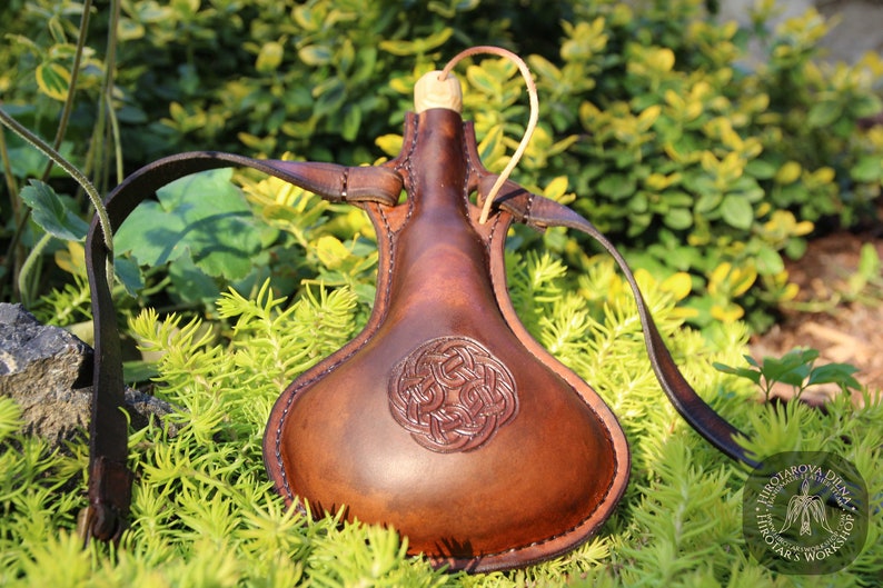 Medieval leather flask 06L viking slavic Etsy