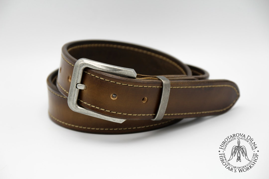 Double Layer Leather Belt 4 Cm Etsy