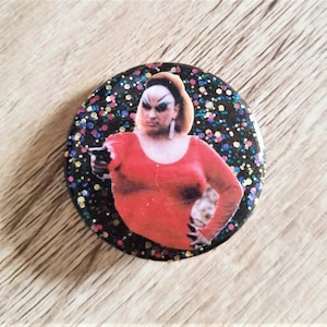 Divine black glitter upcycled button