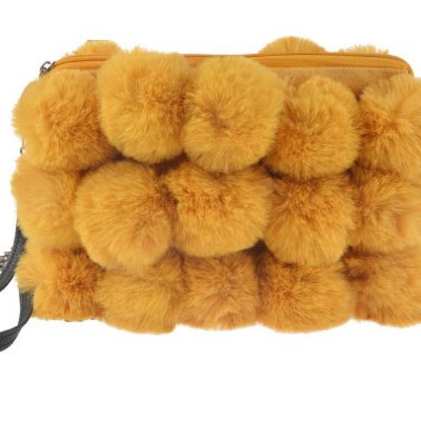 Fluffy Pompom faux fur Bag 20cm*30cm available gift boxed, present, christmas, shoulder bag, wristlet