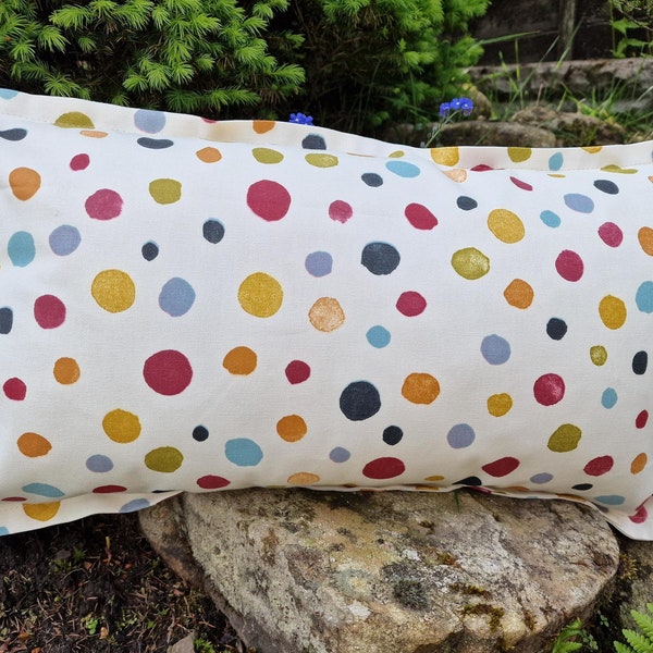 Spotty/dotty design multi coloured hand made zipped Cushion 30 x 50 cms home decor, spots,  holiday home