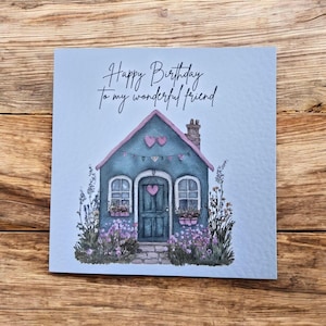 6x6 Blanco Martillado, Feliz Cumpleaños, diseño de amigo maravilloso – Casa de campo, personalizado
