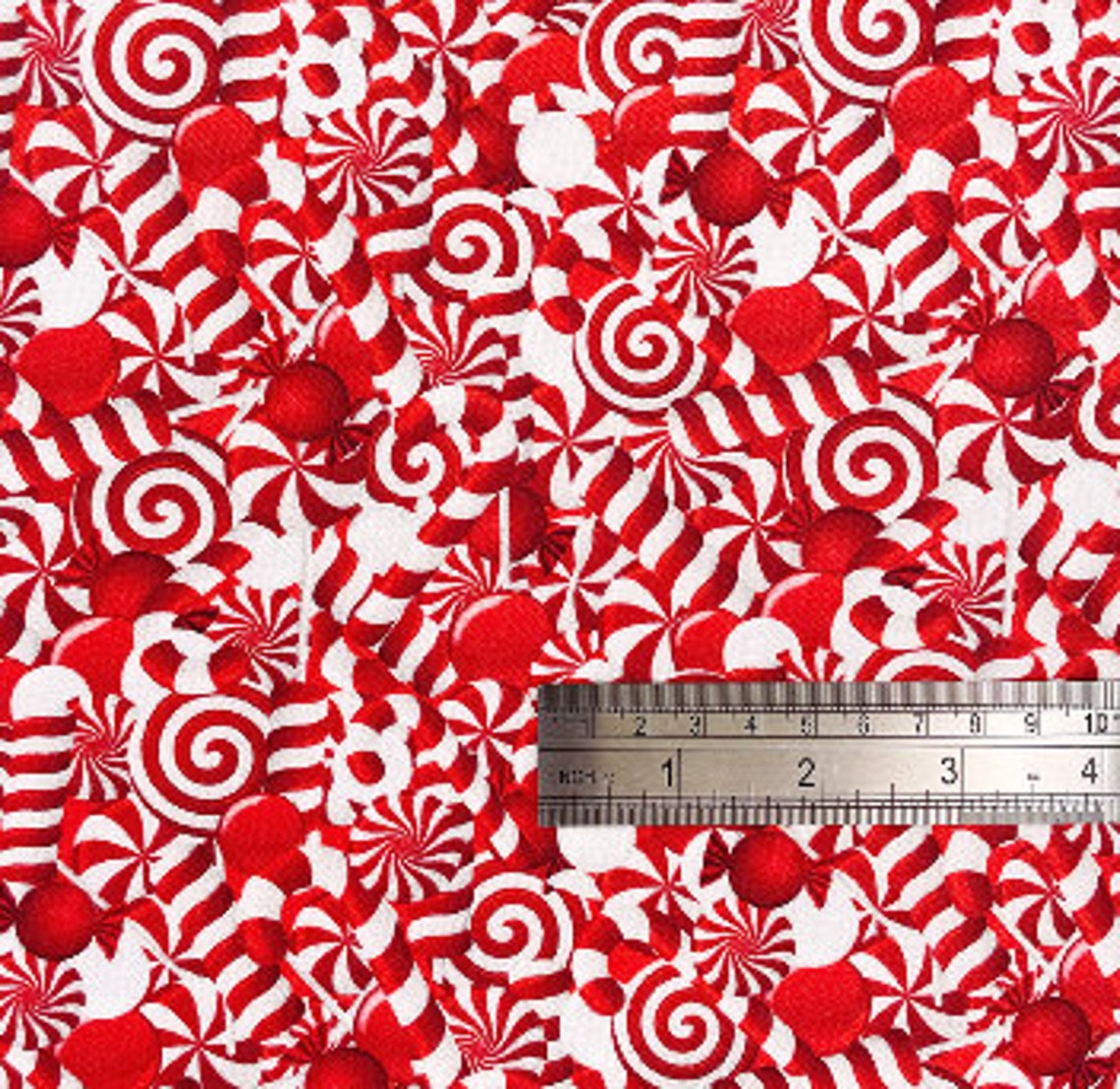 Christmas Candy Cane Red 100 Cotton Fabric Crafty 140cm Wide Etsy