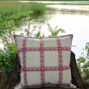 Linen look Tartan Heart fabric cushion, handmade, zipped 30x52, 45x45, 50x50 cms, c/w or without inner, home, country home, Valentine's gift