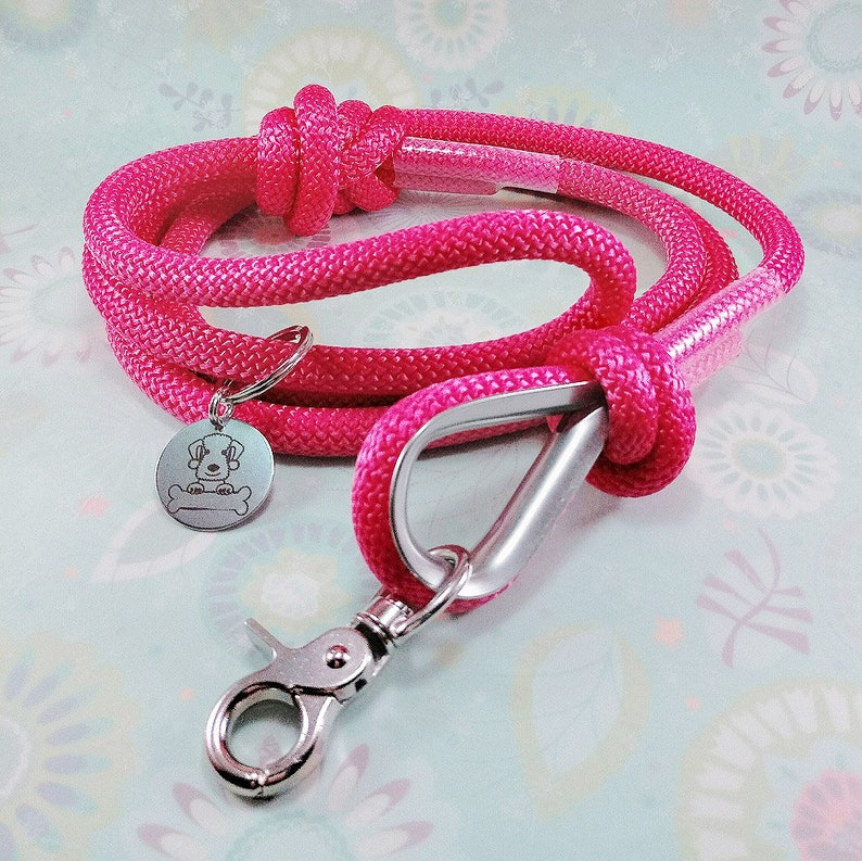 Fuchsia Semi-soft Climbing Rope Dog Leash 10mm