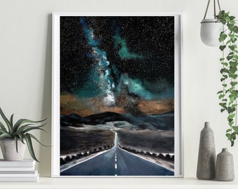 Art Print Milky Way and Galaxy Landscape
