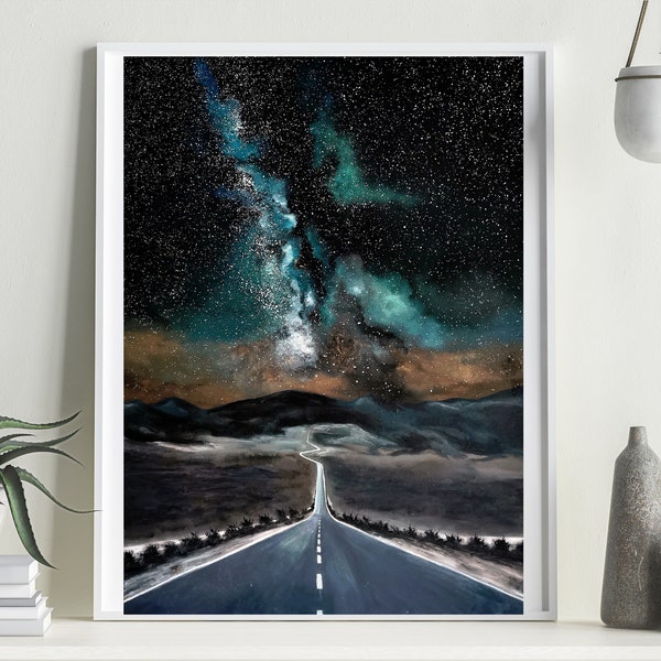 Kunstdruck Milchstraße und Galaxy Landschaft