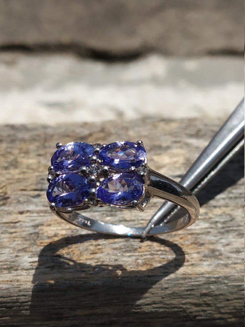 925 sterling silver ring-genuine ring NATURAL TANZANITE RING