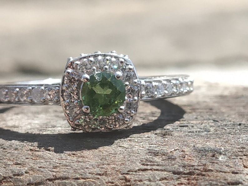 NATURAL TOURMALINE RING-925sterling silver ring-green tourmaline ring