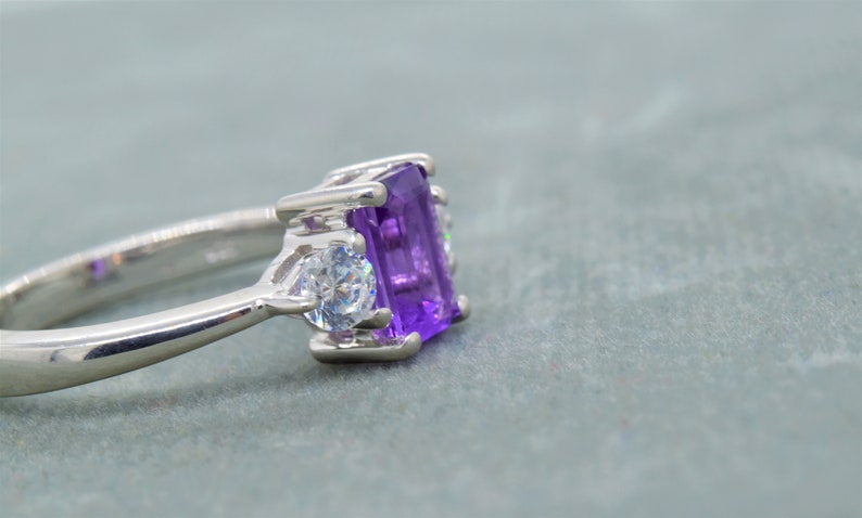 Octagon Cut Purple Gemstone February Birthstone Natural Amethyst Ring 925 Sterling Silver Proposal Ring,Gift For Her