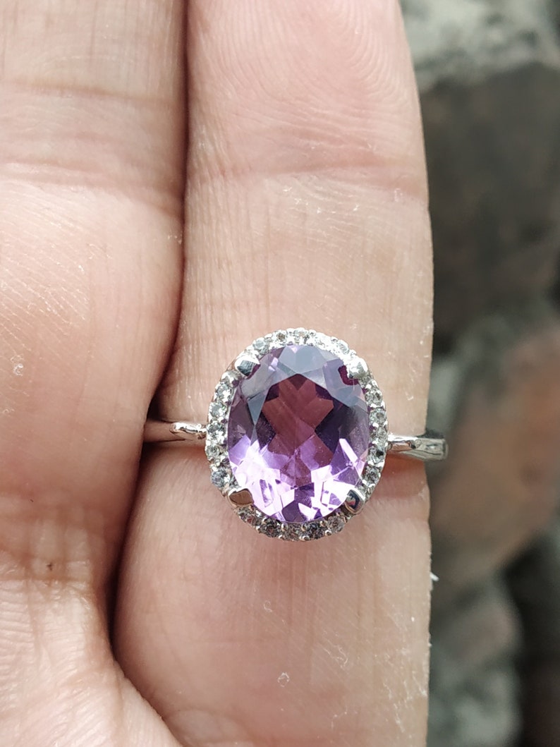 Febuary Birthstone Ring,Purple Amethyst,African Amethyst,Engagement Ring,Handmade Ring,Natural Sterling Silver Ring NATURAL AMETHYST RING