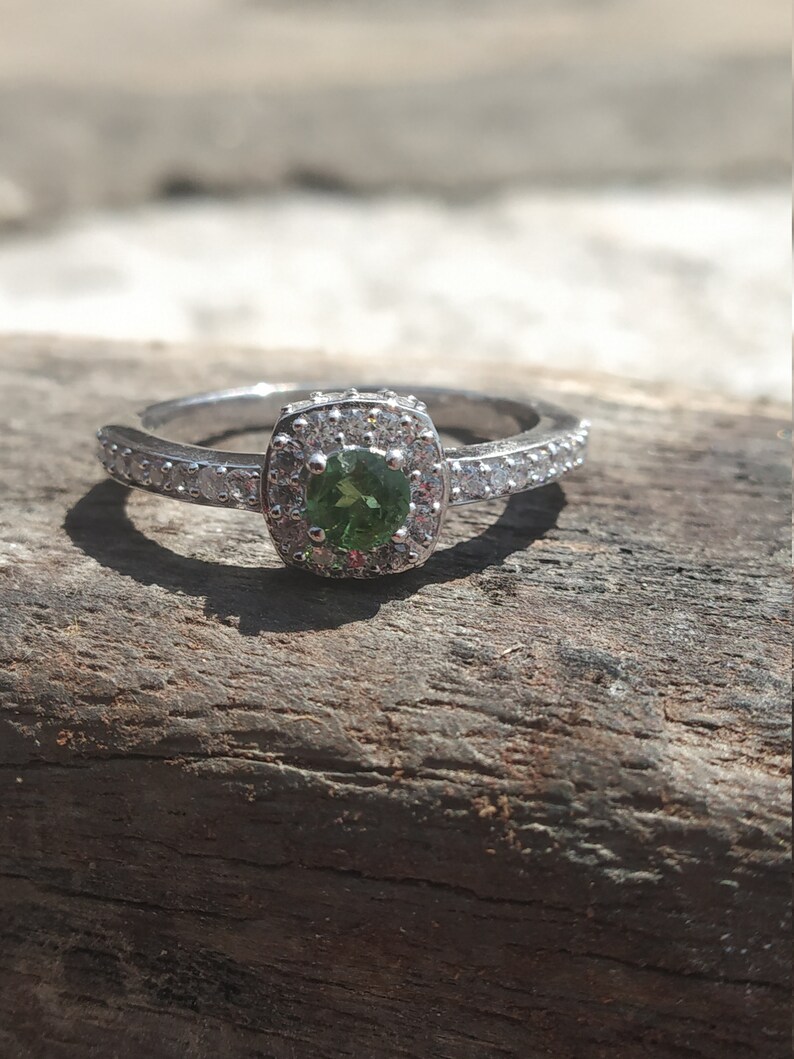 NATURAL TOURMALINE RING-925sterling silver ring-green tourmaline ring