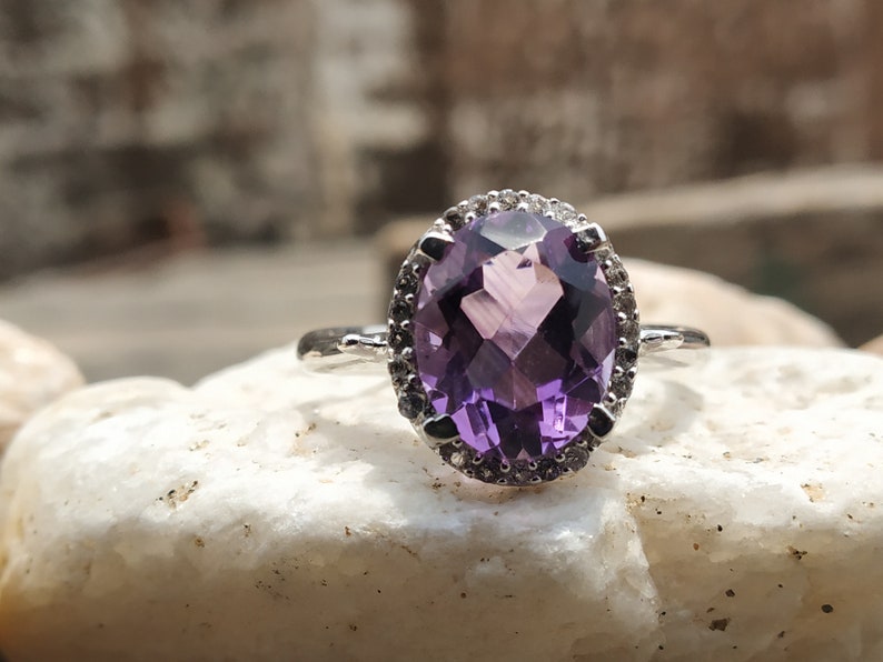 Febuary Birthstone Ring,Purple Amethyst,African Amethyst,Engagement Ring,Handmade Ring,Natural Sterling Silver Ring NATURAL AMETHYST RING