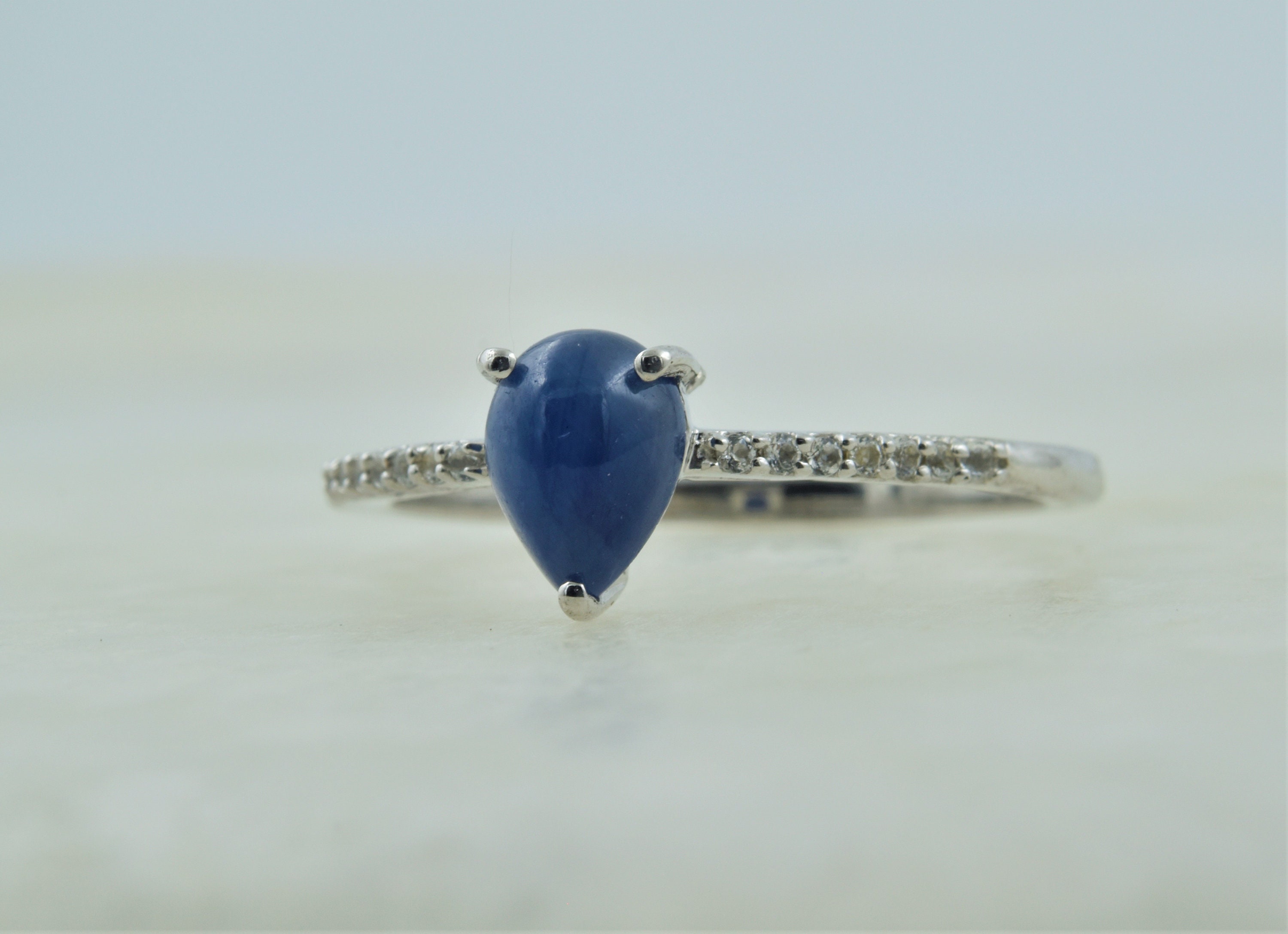 Natural Blue Sapphire Ring Pear Shape Dainty Ring Promise - Etsy