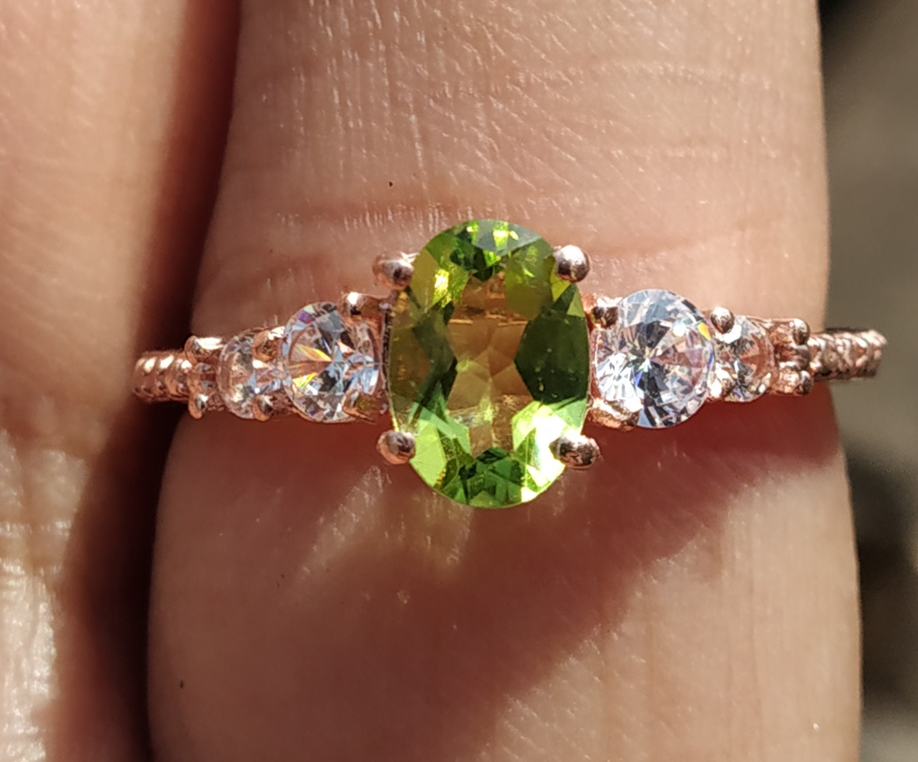 Natural Peridot Ring Oval Cut Designer Ring 925 Sterling | Etsy