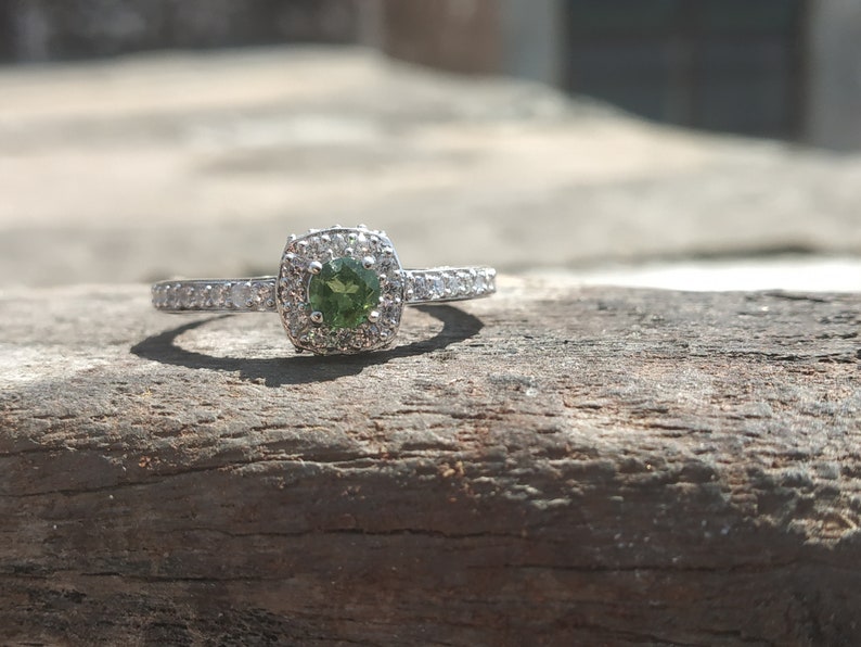 NATURAL TOURMALINE RING-925sterling silver ring-green tourmaline ring