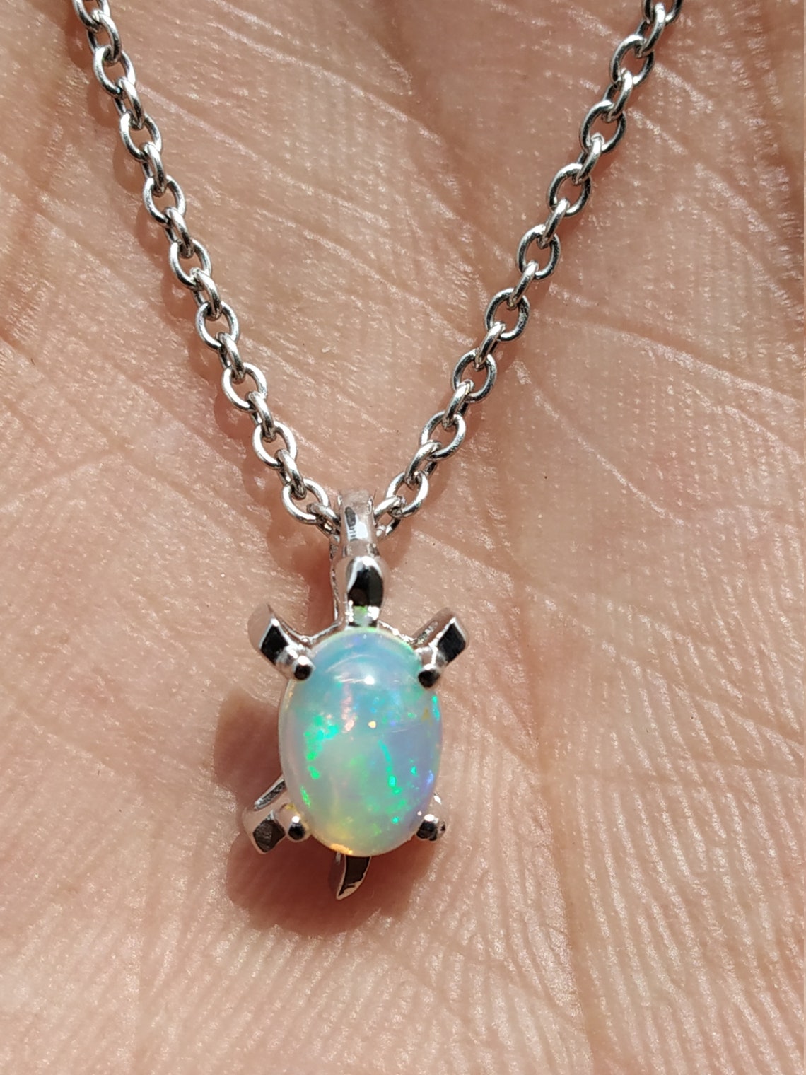 Natural Opal Pendant 925 Sterling Silver Tortoise Pendant Etsy