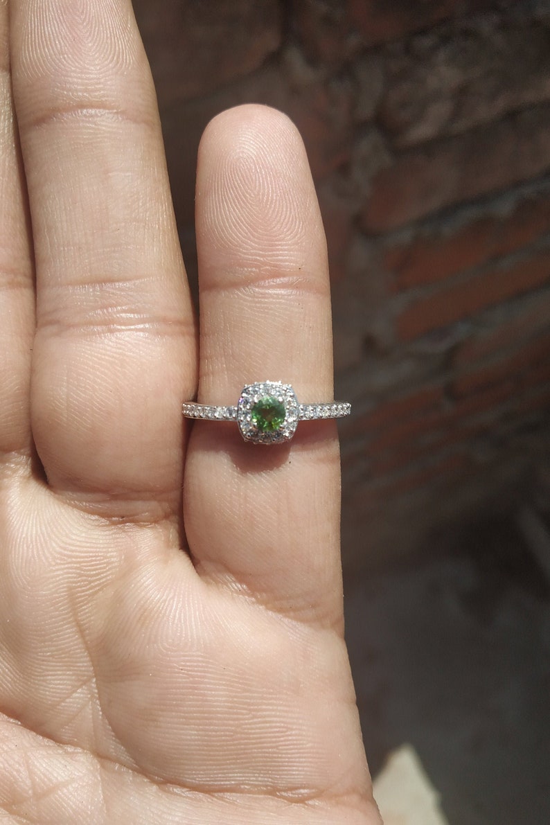 NATURAL TOURMALINE RING-925sterling silver ring-green tourmaline ring