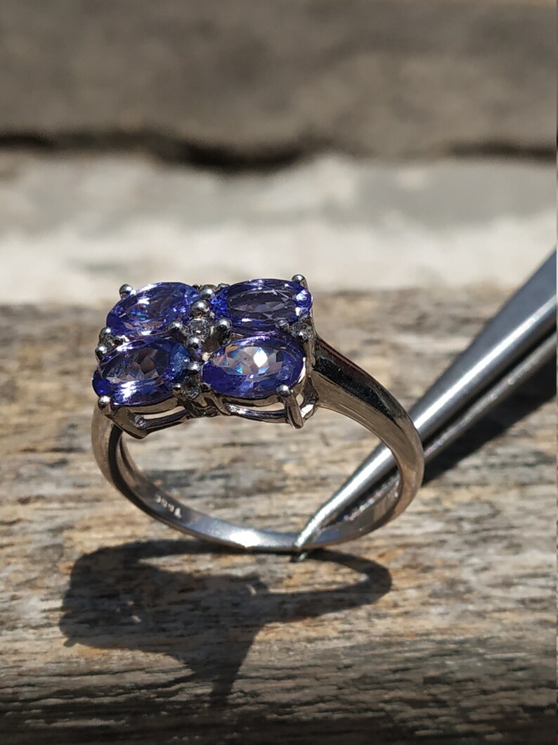 925 sterling silver ring-genuine ring NATURAL TANZANITE RING