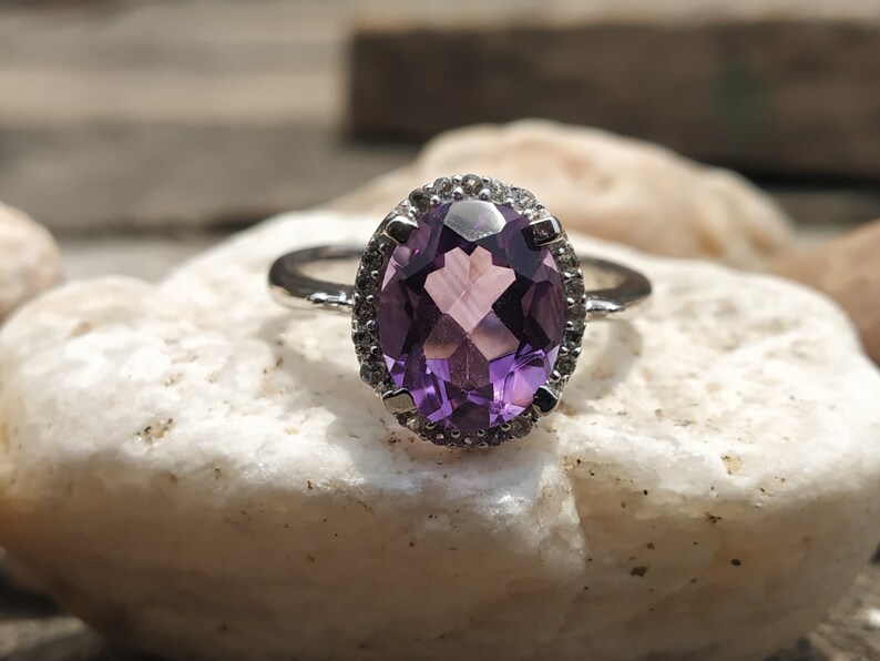 Febuary Birthstone Ring,Purple Amethyst,African Amethyst,Engagement Ring,Handmade Ring,Natural Sterling Silver Ring NATURAL AMETHYST RING