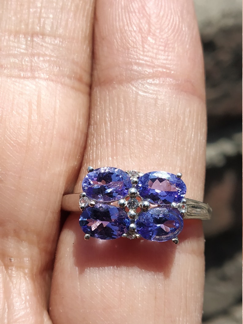 925 sterling silver ring-genuine ring NATURAL TANZANITE RING