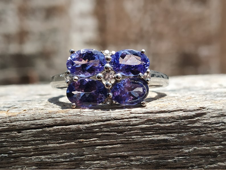 925 sterling silver ring-genuine ring NATURAL TANZANITE RING