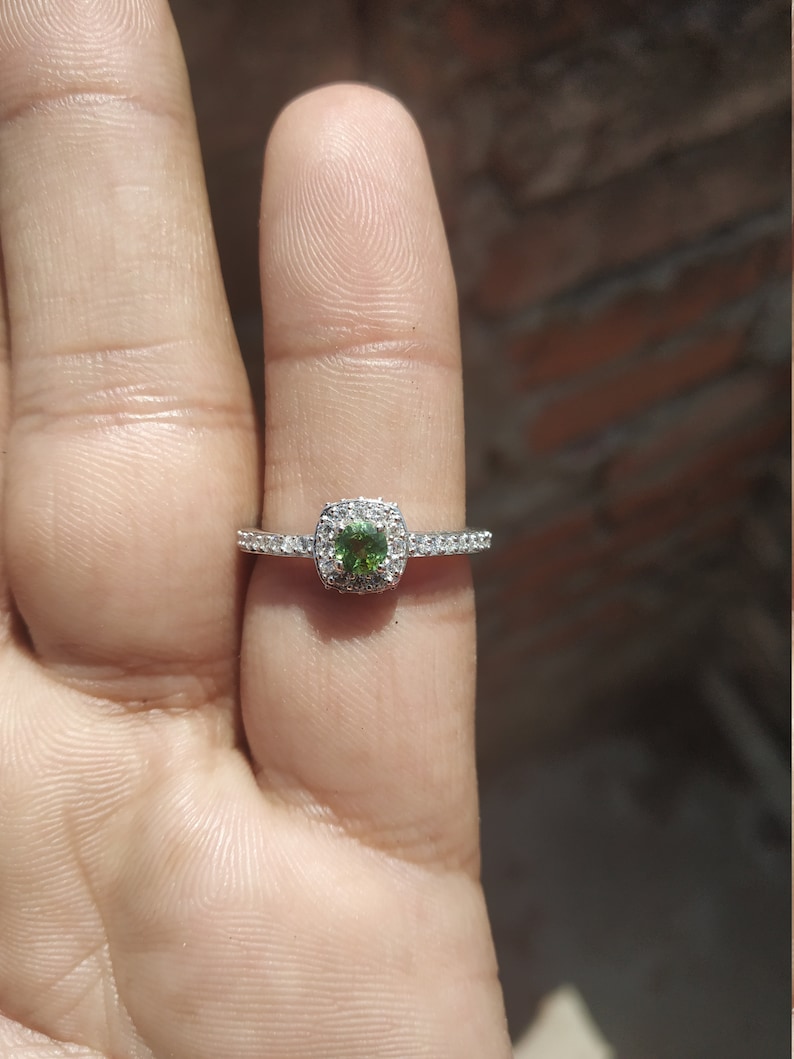 NATURAL TOURMALINE RING-925sterling silver ring-green tourmaline ring