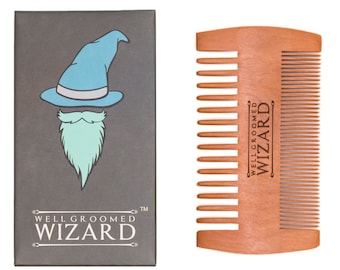 Beard Comb, Wooden Anti Static Double Sided Beard and Hair Comb by Well Groomed Wizard