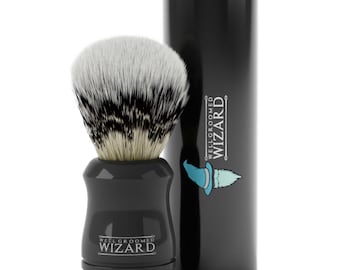 Shaving Brush, Synthetic Badger Hair with Case by Well Groomed Wizard