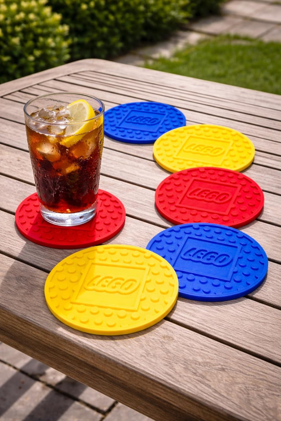 Lego Coaster Pattern Lego Style Coasters Set of 6 Colourful Drink Coasters Fun Gift Idea 3D ...