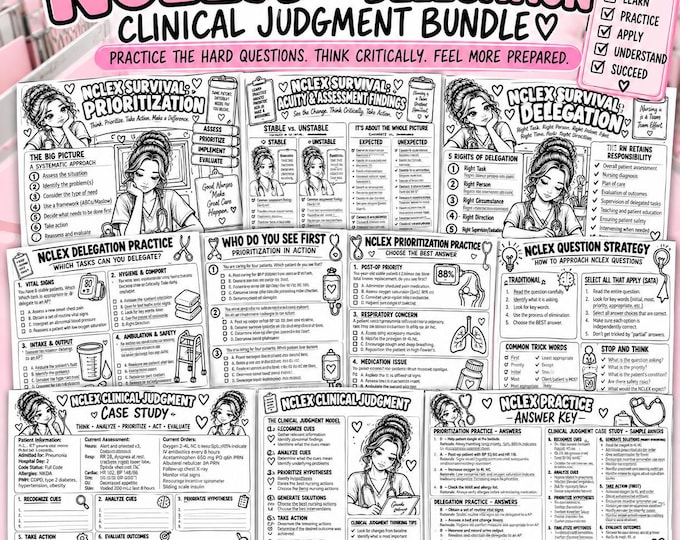 NCLEX Prioritization & Delegation Bundle | Clinical Judgment Practice (10 Page Digital Download)