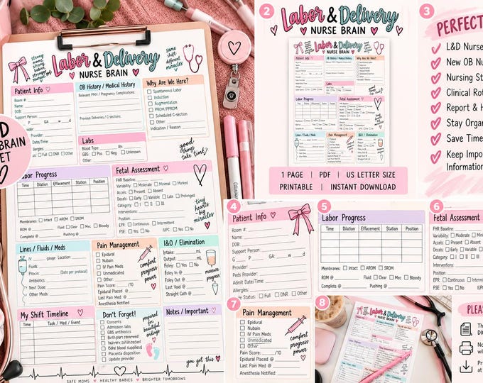 Labor & Delivery Nurse Brain Sheet | OB Report Organizer (Digital Download)