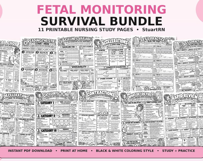 Fetal Monitoring Study Bundle | Nursing Student L&D Guide (Digital Download)