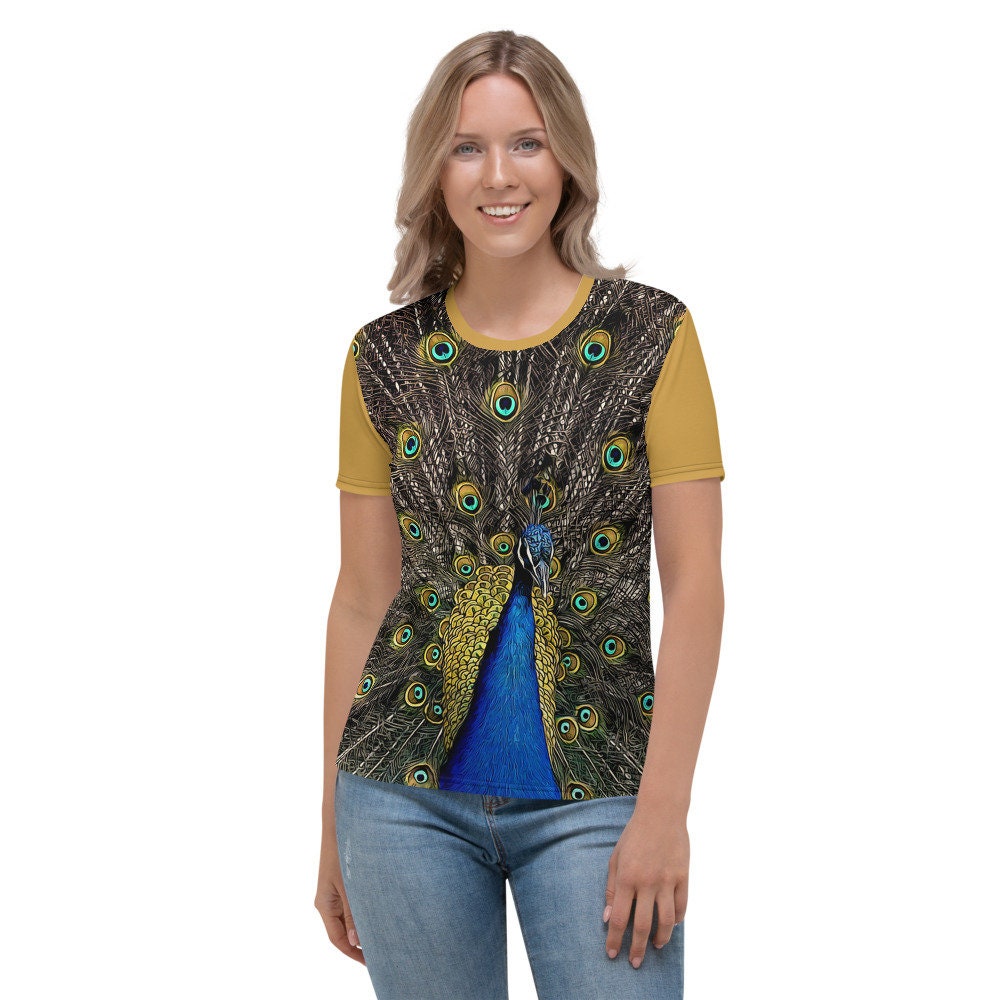 Women's Peacock T-shirt Full Print Peacock Tee | Etsy
