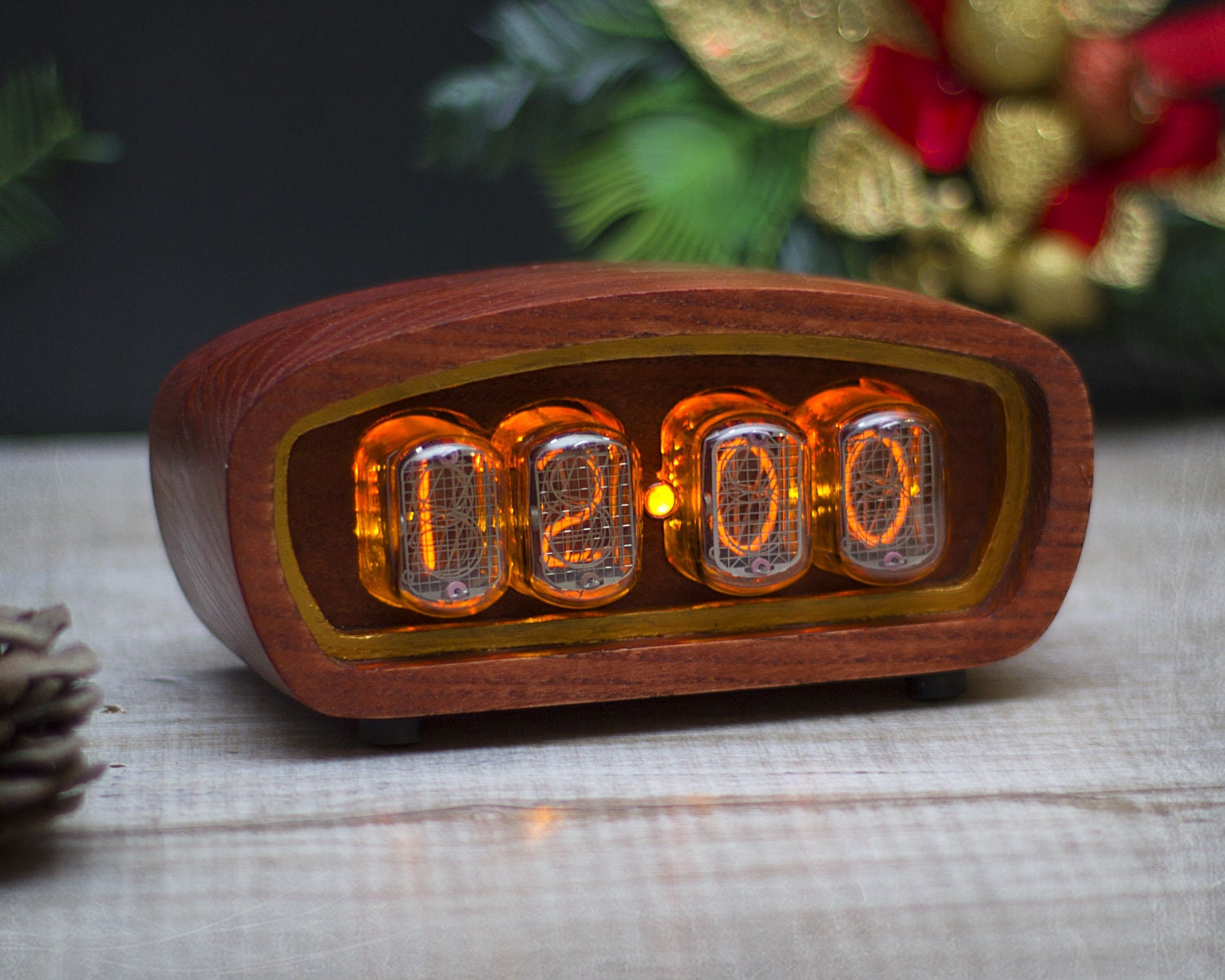 Nixie Clock IN12. Mid Century Style. Old Radio Style 4 Bulbs