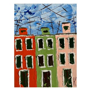 Venice Painting Burano Original Art Italy Oil Impasto Cityscape Artwork Landscape Small Travel Gift Wall Art 6 x 8 in by Halyna Kirichenko