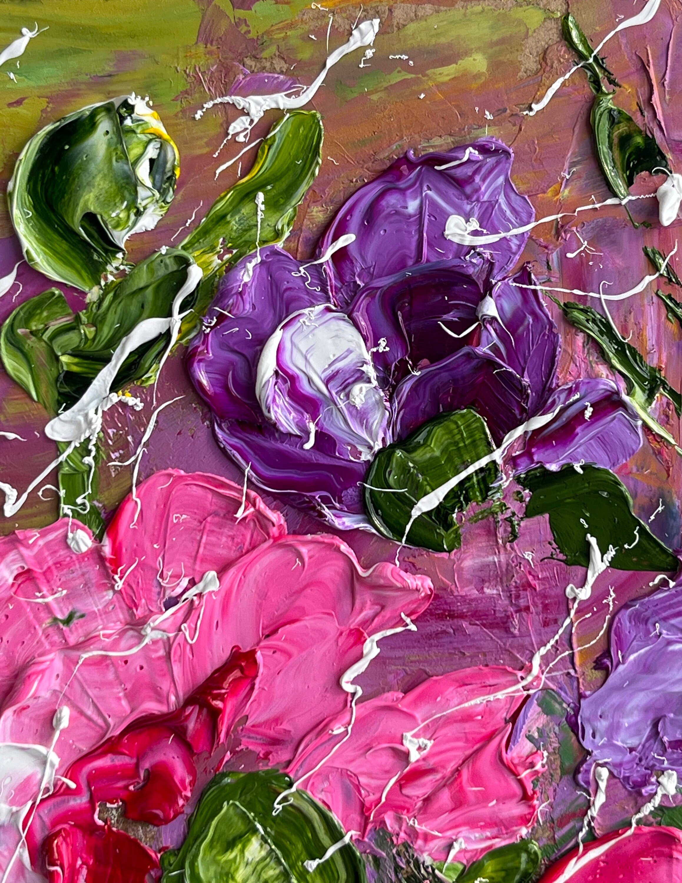 Peony Original Oil Impasto Painting Small Floral Wall Art 6 X 6 Inches ...