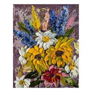 Daisy Painting Sunflowers Original Art Texas Bluebonnet Oil Chamomile ...