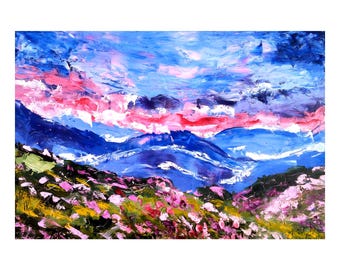 Appalachian Original Oil Impasto Painting Mountains Landscape Canvas Wall Art 24 x 16"