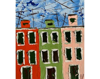 Burano Venice Original Oil Impadsto Painting Italy Cityscape Landscape Art 6 x 8 inches