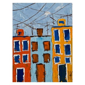 Venice Painting Burano Original Art Italy Oil Impasto Cityscape Artwork Landscape Small Travel Gift Wall Art 6 x 8 in by Halyna Kirichenko