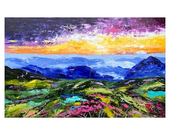 Appalachian Mountains Original Oil Impasto Painting Flowering Landscape 20 x 31 inches