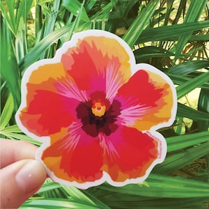 Red Hibiscus Sticker, Laptop Sticker, Hibiscus, Floral sticker, Tumblr Stickers, Vinyl Sticker, Gift for Her, Best Friend Gift