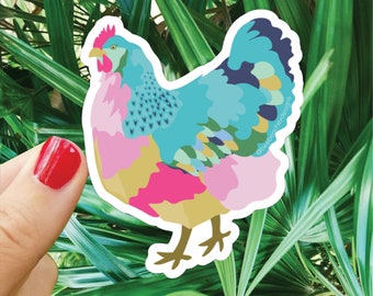 Colorful Chicken Sticker - Durable Vinyl, UV Protected (3")