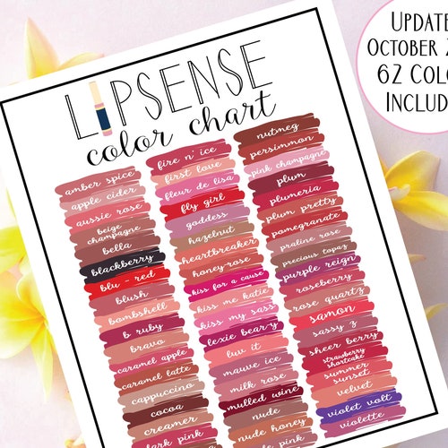 Lipsense Lipsense Color Chart Senegence Lipsense Colors - Etsy