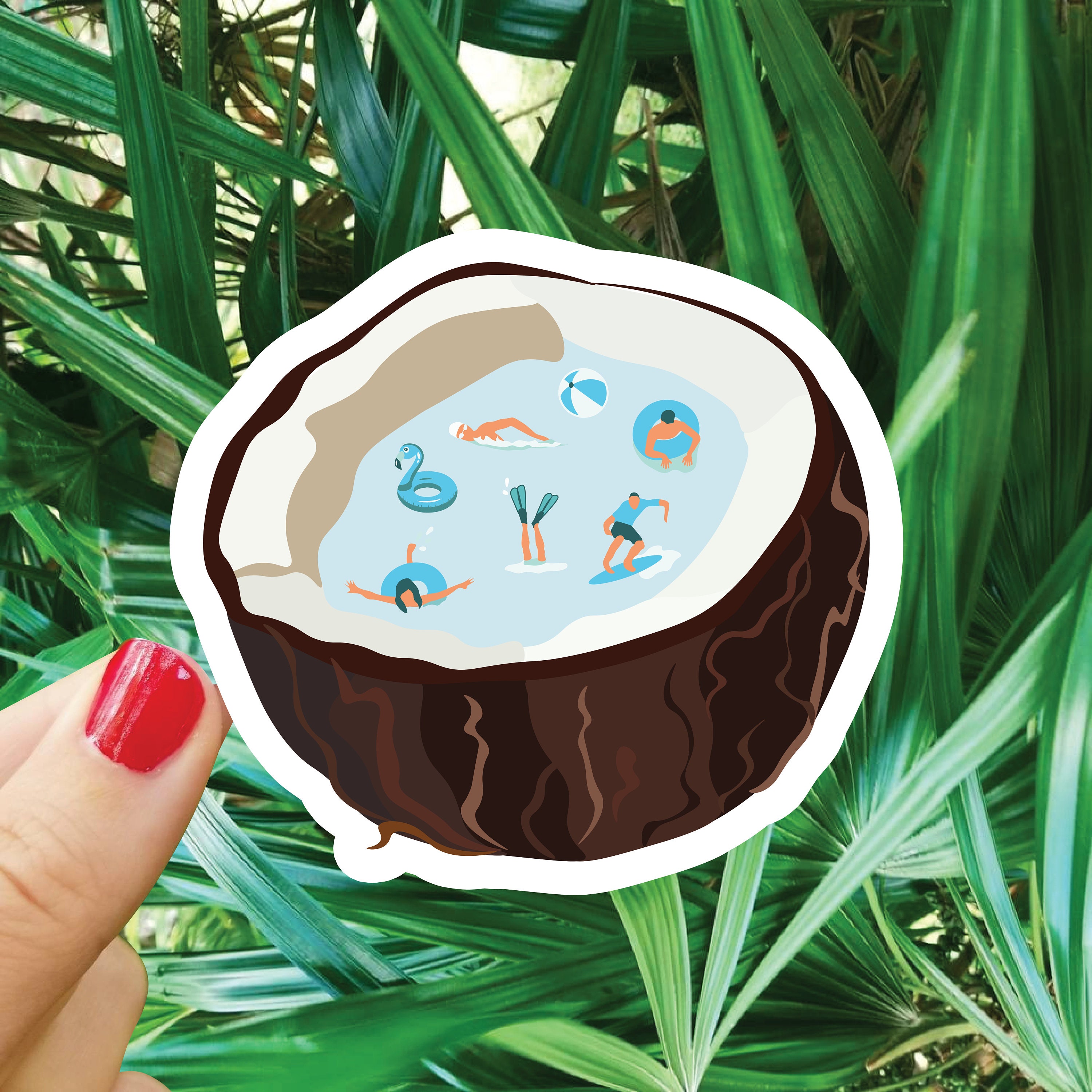 Coconut Pool Sticker - Etsy