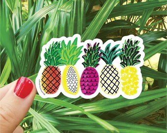 Colorful Pineapples Decal, Laptop Decal