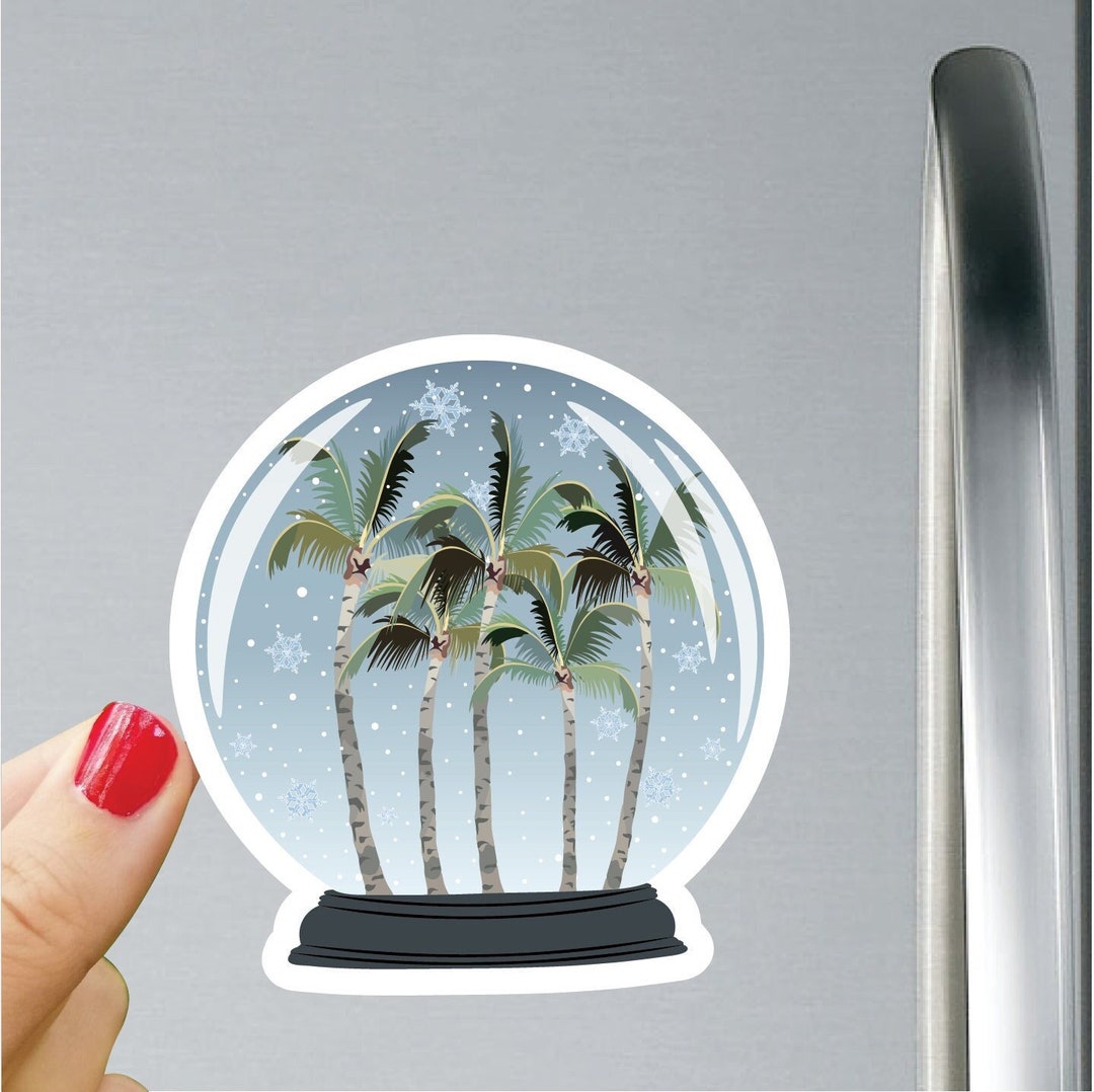 Palm Tree Snow Globe Magnet - Etsy