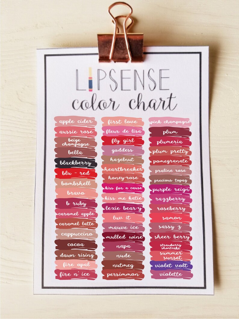 Lipsense Lipsense Color Chart Senegence Lipsense Colors Etsy
