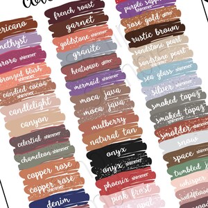 Shadowsense Colours Shadowsense Color Chart: Printable Eyeshadow Guide (digital Download ...